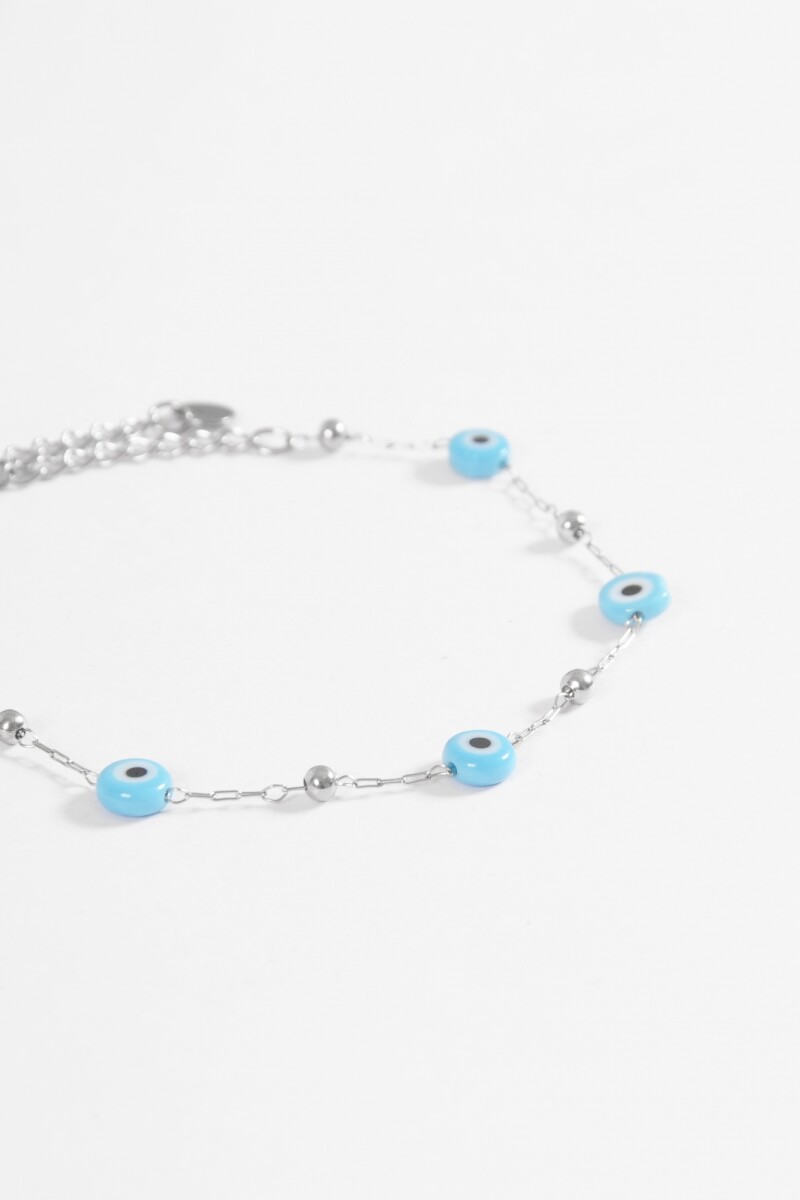 Pulsera ojo de la suerte acero plateado