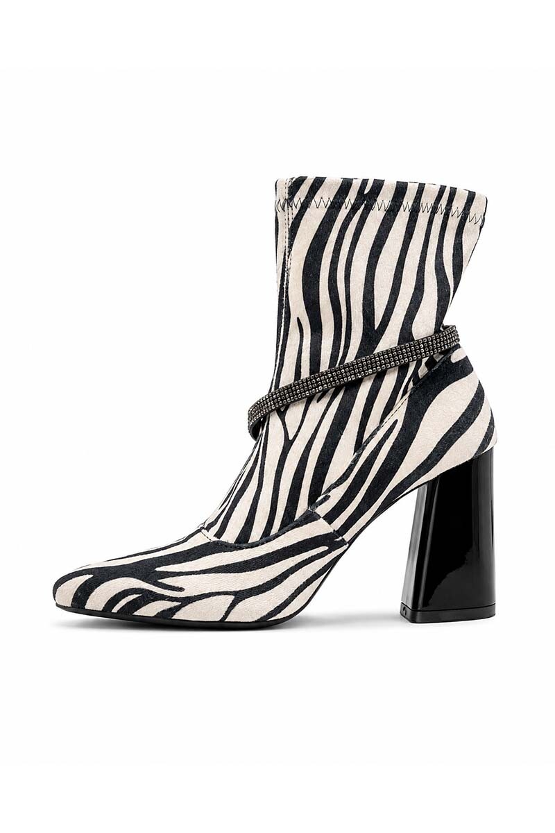 Bota Euro Animal Print / Cebra Negro
