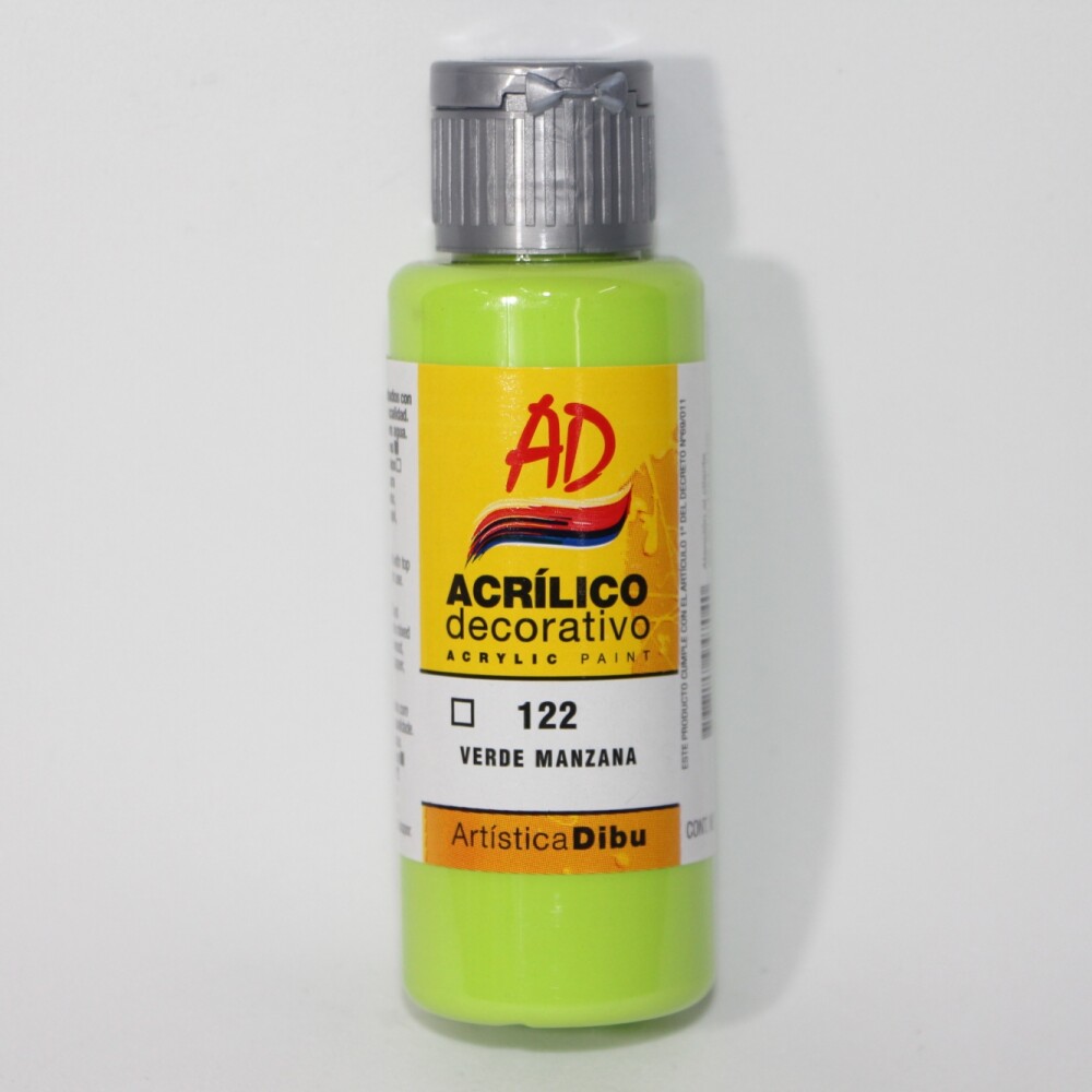 PINTURA ACRILICA ARTISTICA DIBU 60 ML. DIFERENTES COLORES COLOR VERDE MANZANA 122