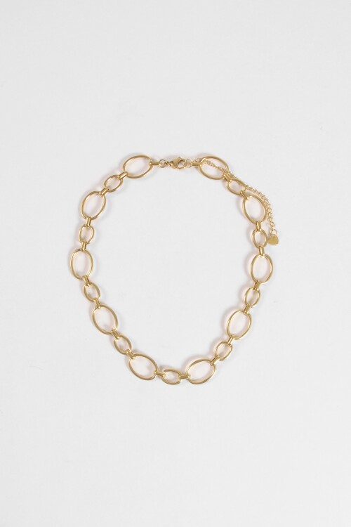 Collar acero cadena eslabones dorado