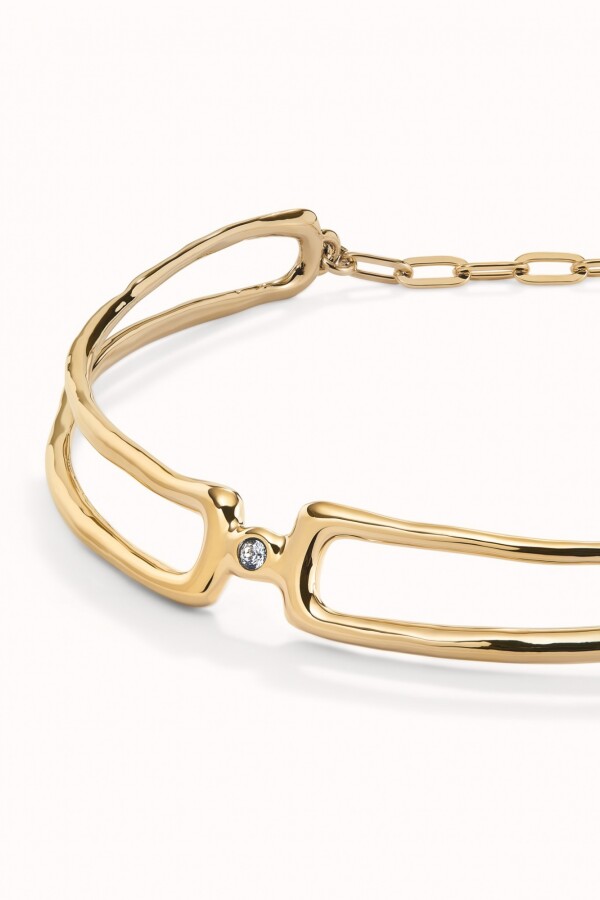 COLLAR DOBLE BAÑADO EN ORO 18K CON TOPACIO BLANCO Colgante