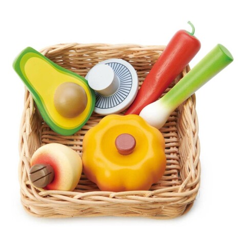 Juguete de cesta de verduras, cesta de verduras de felpa, juego de