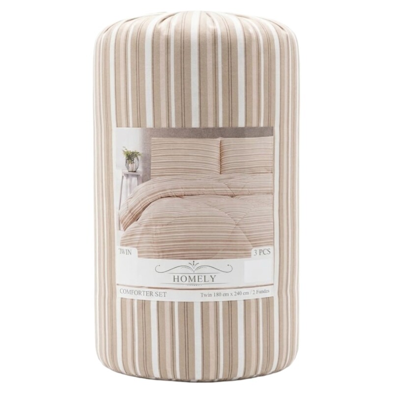 JGO EDREDON RAYA BEIGE TWIN 180X240CM 3PZ Unica