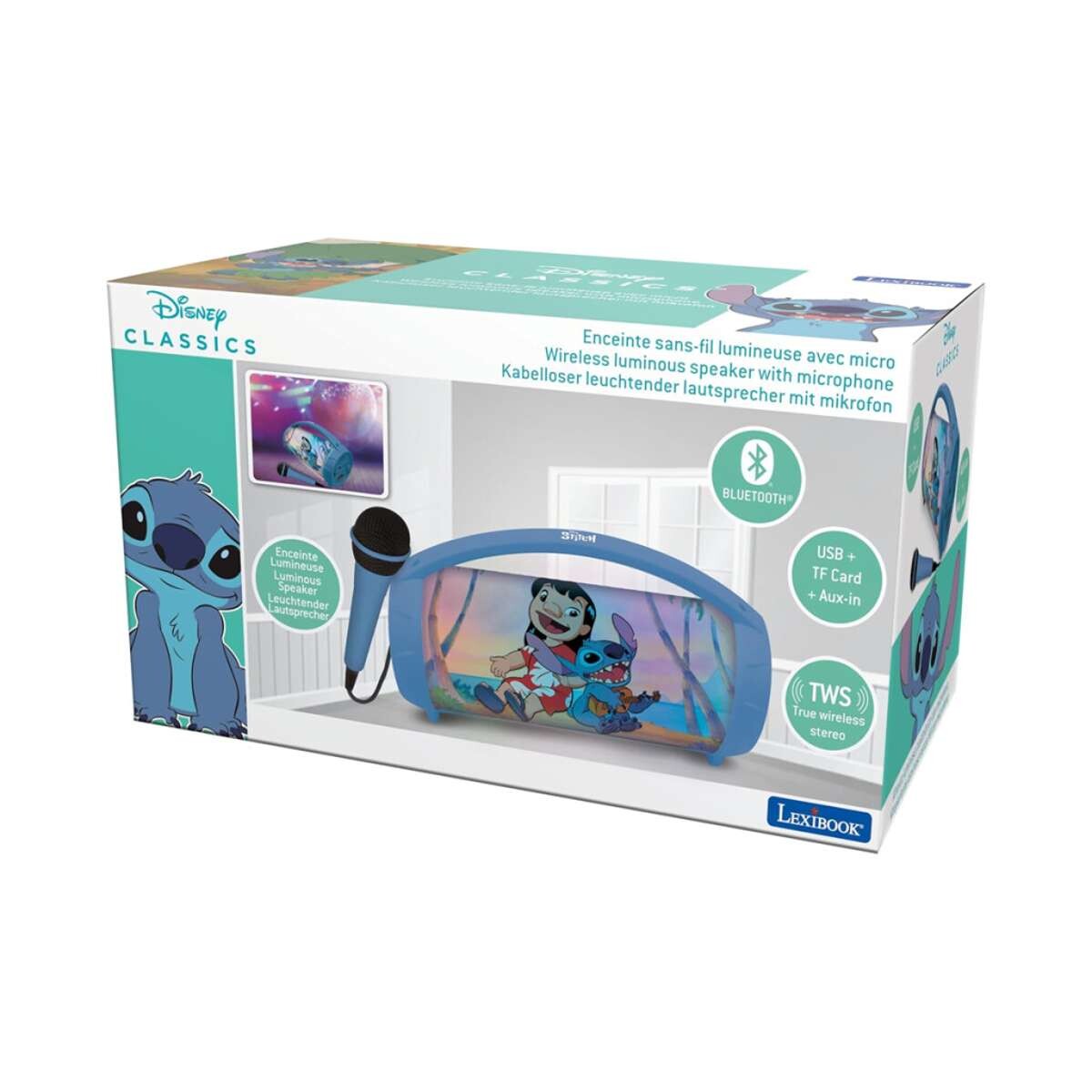 Parlante Con Bluetooth, Luz Y Micrófono Lexibook - Stitch 