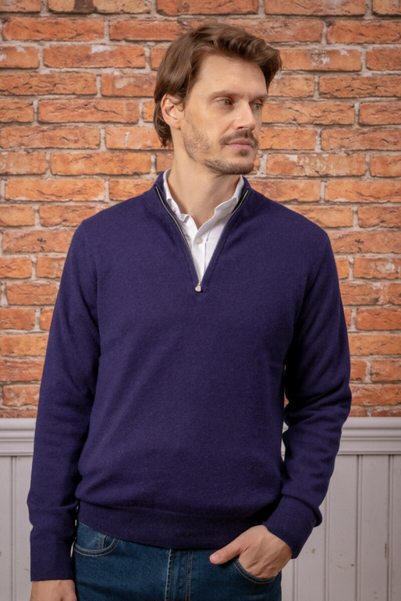 Sweater Half Zipper Cashmere - Navy 