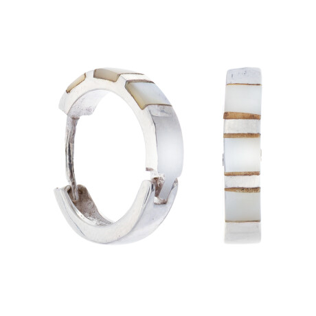 Par de aros de plata 925 con nácar. Par de aros de plata 925 con nácar.