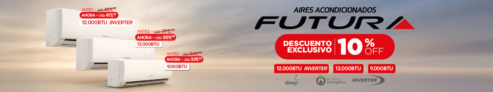 Aires Acondicionados Futura 10% de descuento Exclusivo en La Tentación