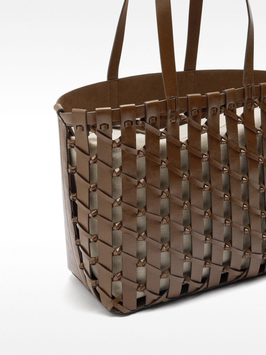 Bolso Shopper Trenzado Con Nudos marron