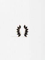 Pendientes Hojas Con Cristales negro