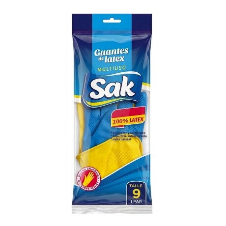 Guantes Domésticos Premium Sak Varios Talles AZUL-AMARILLO