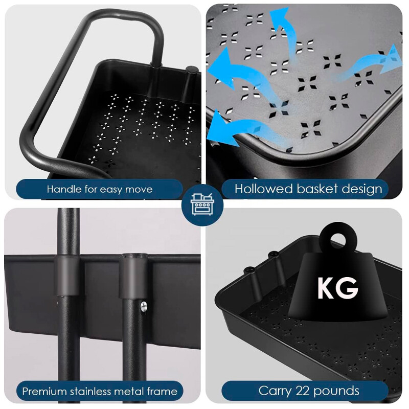 Carro organizador 3 estantes con ruedas BLANCO