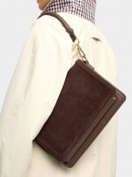 Bolso Bandolera Con Solapa Y Detalles De Piel marron