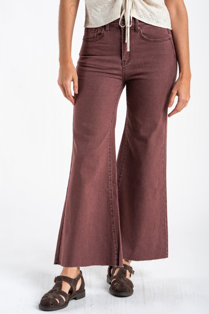 Flare Wide Leg Lavado Burdeos