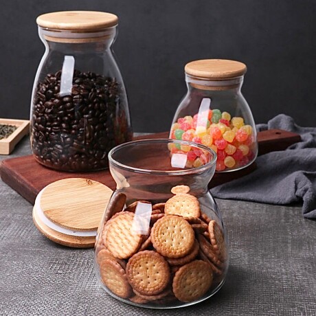 Recipiente Hermético Multiuso Vidrio C/Tapa Bambú 850ML Recipiente Hermético Multiuso Vidrio C/Tapa Bambú 850ML