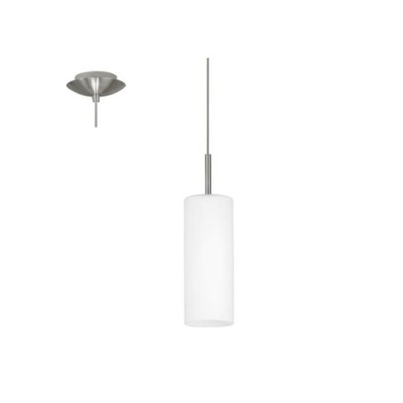 Colgante cilindro niquel/vidrio blanco 1XE27 TROY3 EG0288
