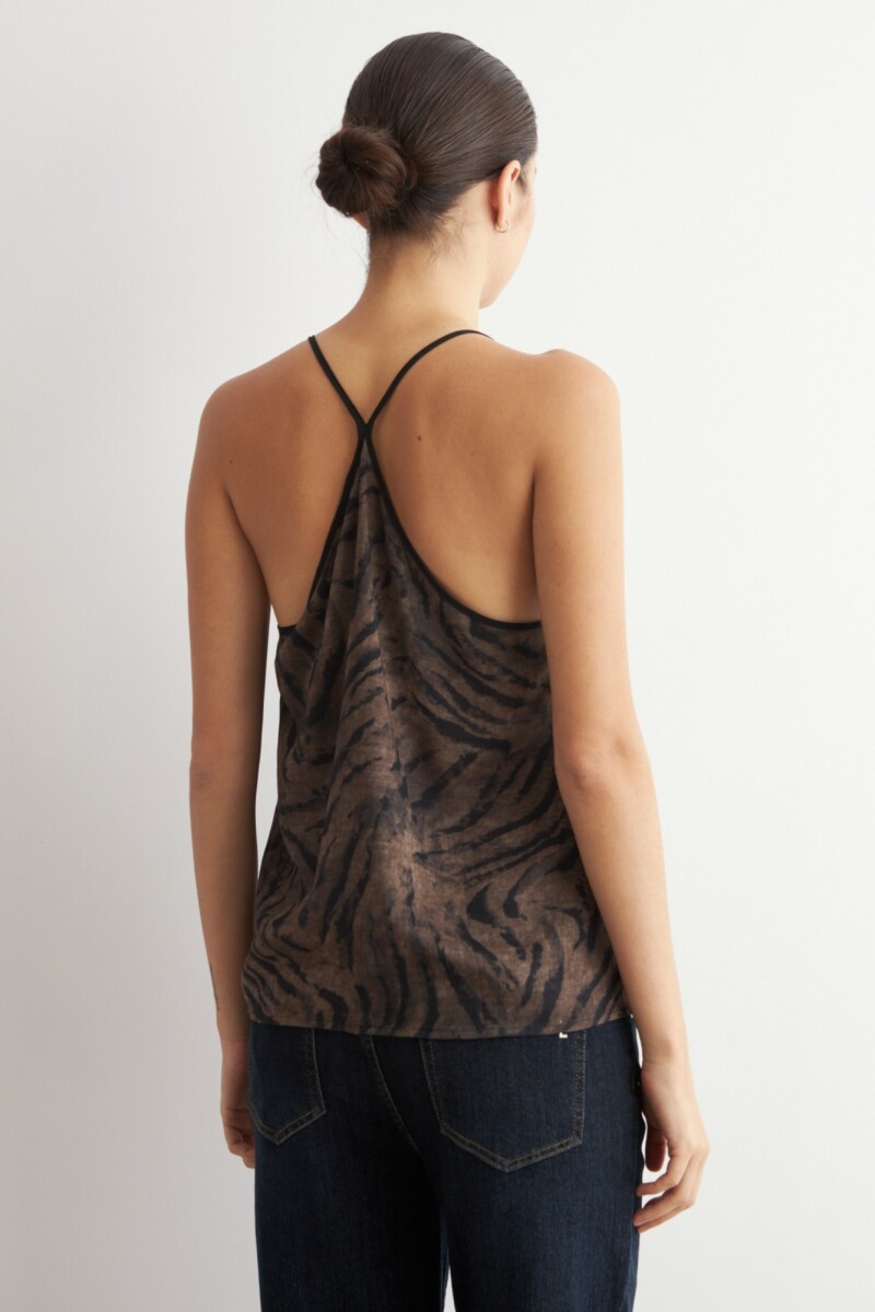 Top animal print tostado