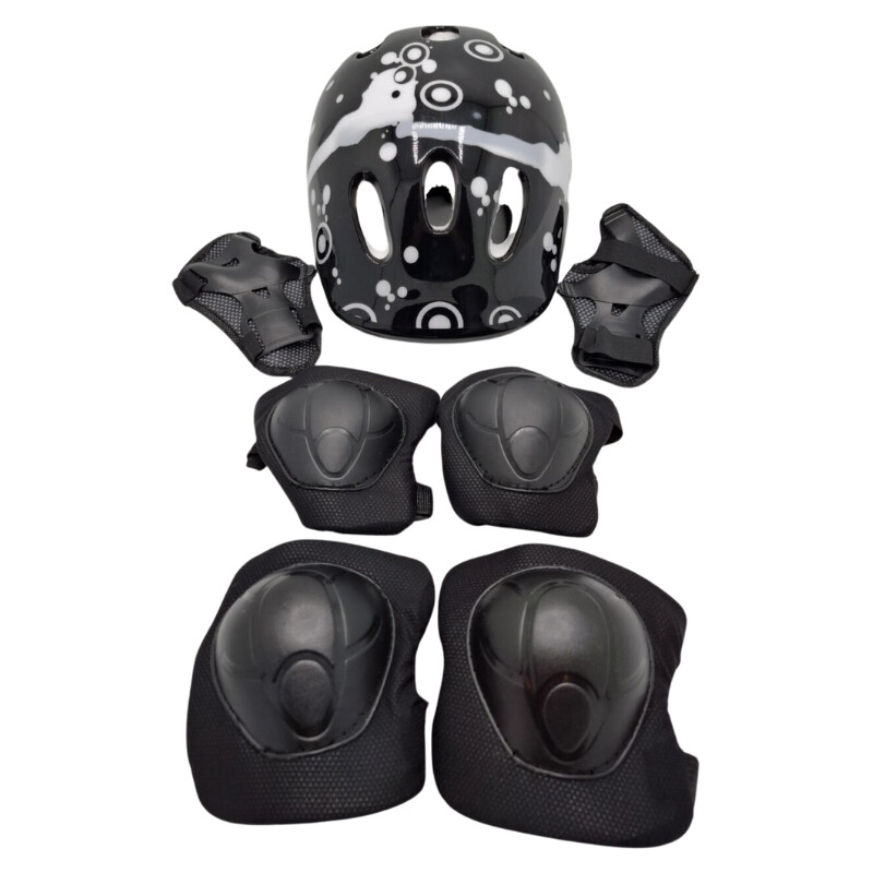 Set Casco, Rodillera y Coderas Negro
