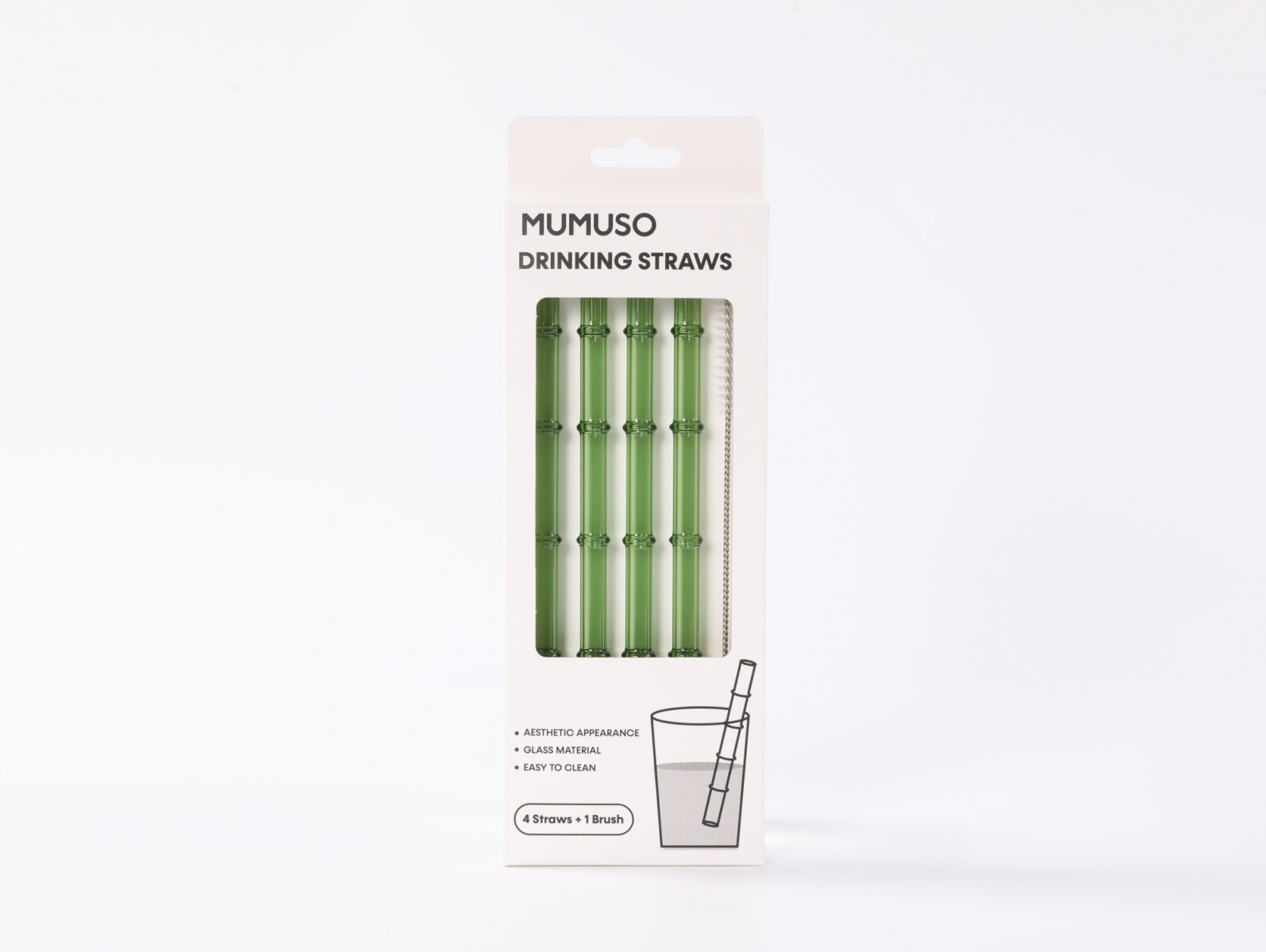 JUEGO DE 4 PAJITAS DE VIDRIO CON CEPILLO DE LIMPIEZA (JUNTA DE BAMBÚ) 