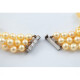 Collar perlas de cultivo 3 vueltas, broche oro 18k blanco y brillantes Collar perlas de cultivo 3 vueltas, broche oro 18k blanco y brillantes