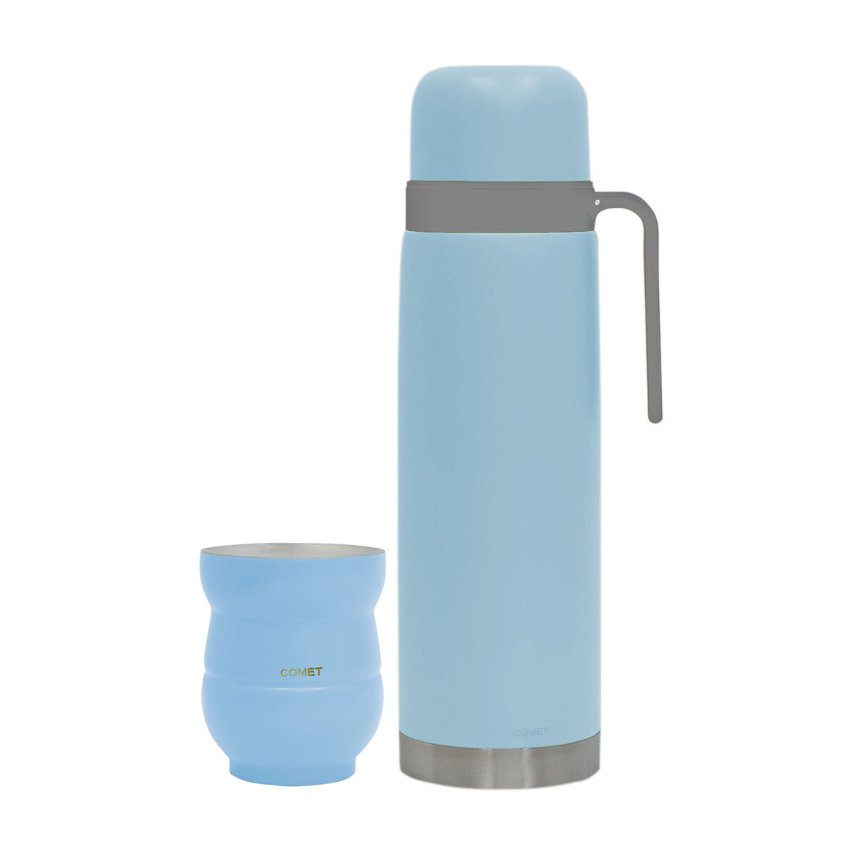 Kit Comet de Termo 1L y Mate 140ml en Acero Inox Doble Pared - Celeste 