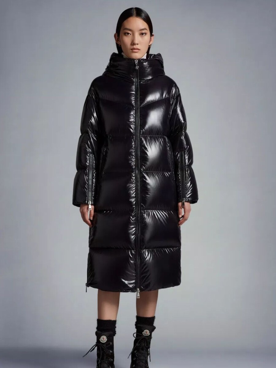 Moncler -Campera larga con capucha integrada, HUPPELONG - Negro 