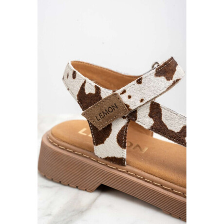 Sandalia Animal Print Vaca Marrón