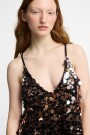 Vestido corto lentejuelas Marron