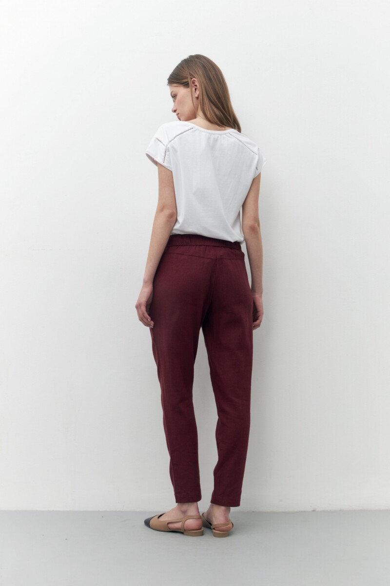 Pantalón pijama de lino bordo