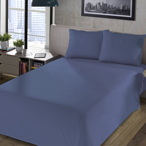 Juego Sábanas Queen Size Richmond House Lisas 100% Microfibra AZUL PIEDRA