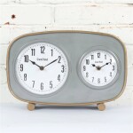 RELOJ DE MESA DOBLE HIERRO 33X23X7.5CM GRIS RELOJ DE MESA DOBLE HIERRO 33X23X7.5CM GRIS