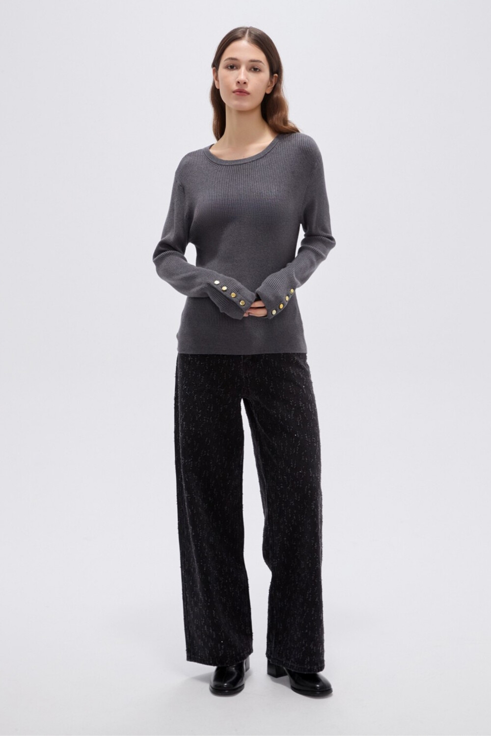 Remera Brune Gris Melange Oscuro