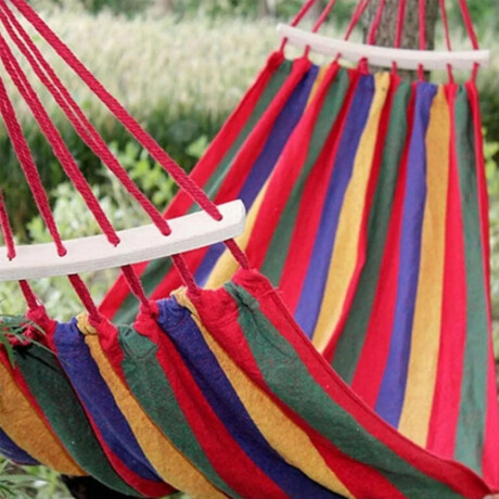 Hamaca Paraguaya Tela y Madera Resistente con Bolso Multicolor