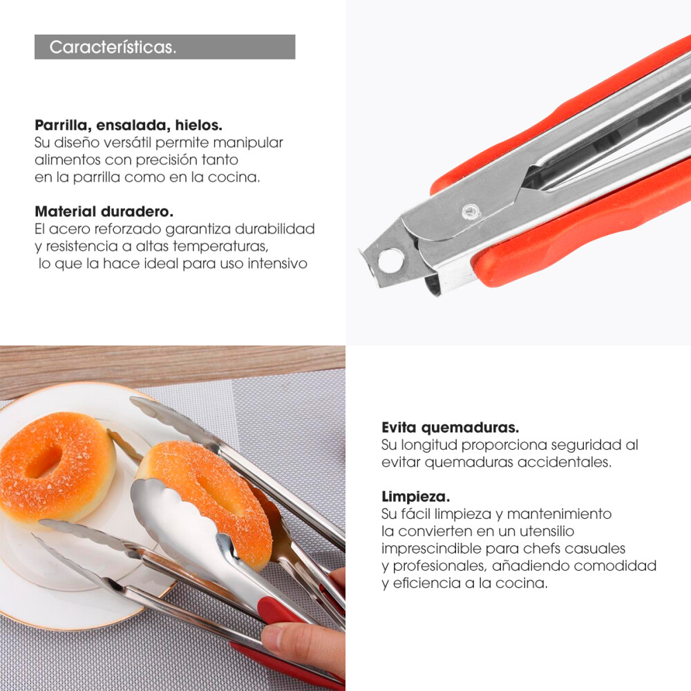 Pinza Parrillera Multiuso 35 Cm Cocina Acero Reforzada Pinza Parrillera Multiuso 35 Cm Cocina Acero Reforzada