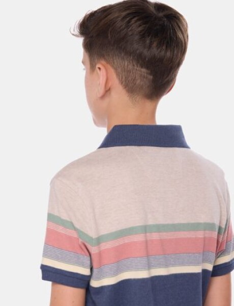 REMERA POLO RAYADA DE ALGODÓN Azul