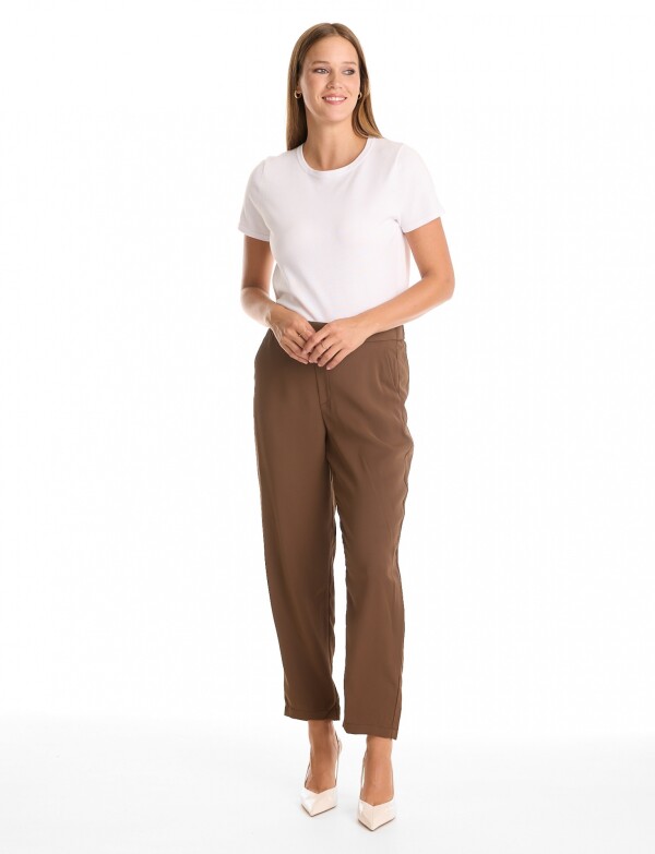 Pantalon Relaxed Fit & Cintura Elástica Posterior MARRON