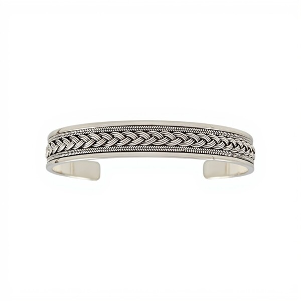 Brazalete trenzado con borde-Plata 925-Sin Piedra-BR3011 sinpiedra