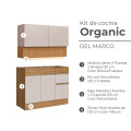 KIT COCINA AEREO BLANCO/MADERA Y BAJO MESADA CON ZOCALO ORGANIC Kit Cocina Aereo Blanco/madera Y Bajo Mesada Con Zocalo Organic