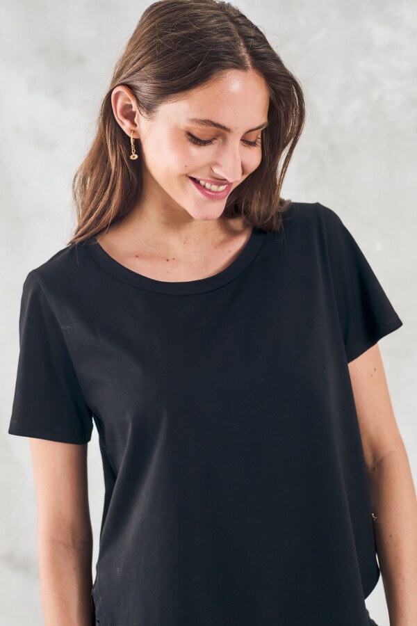 Remera Algodon Peinado Negro