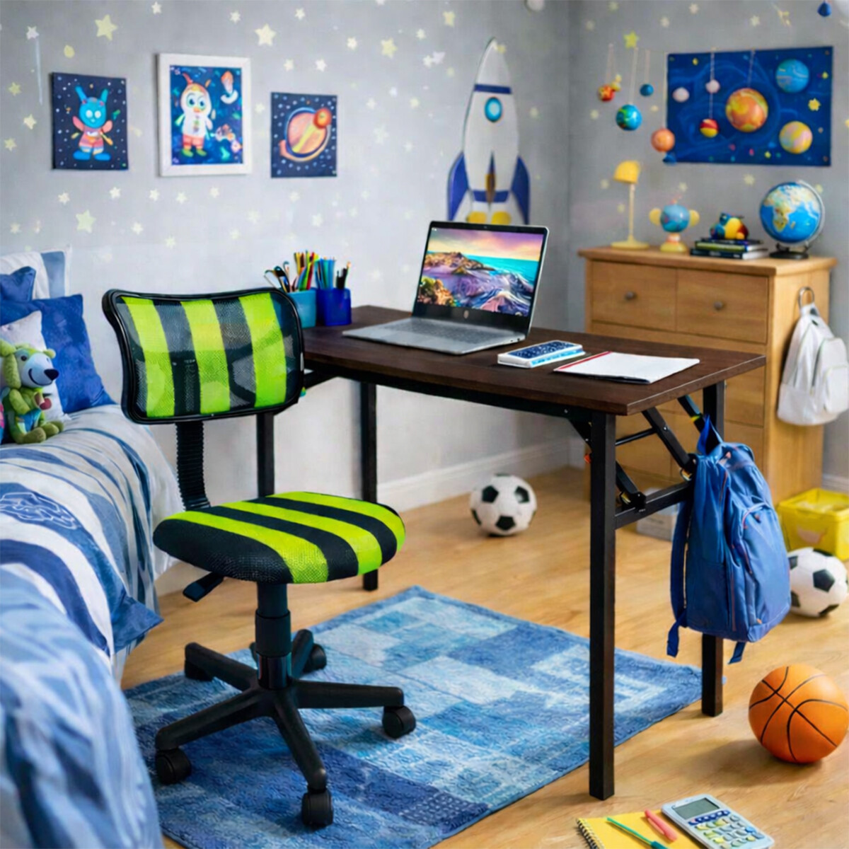 Escritorio Plegable Con Silla Incluida Promo Mesa Y Silla - Marrón oscuro 