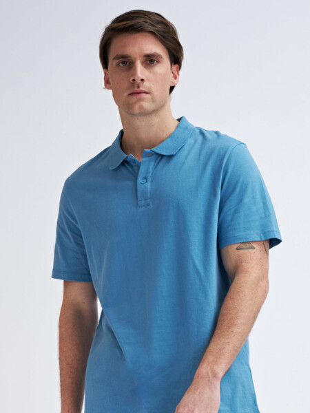 Camiseta manga corta polo Azul Piedra
