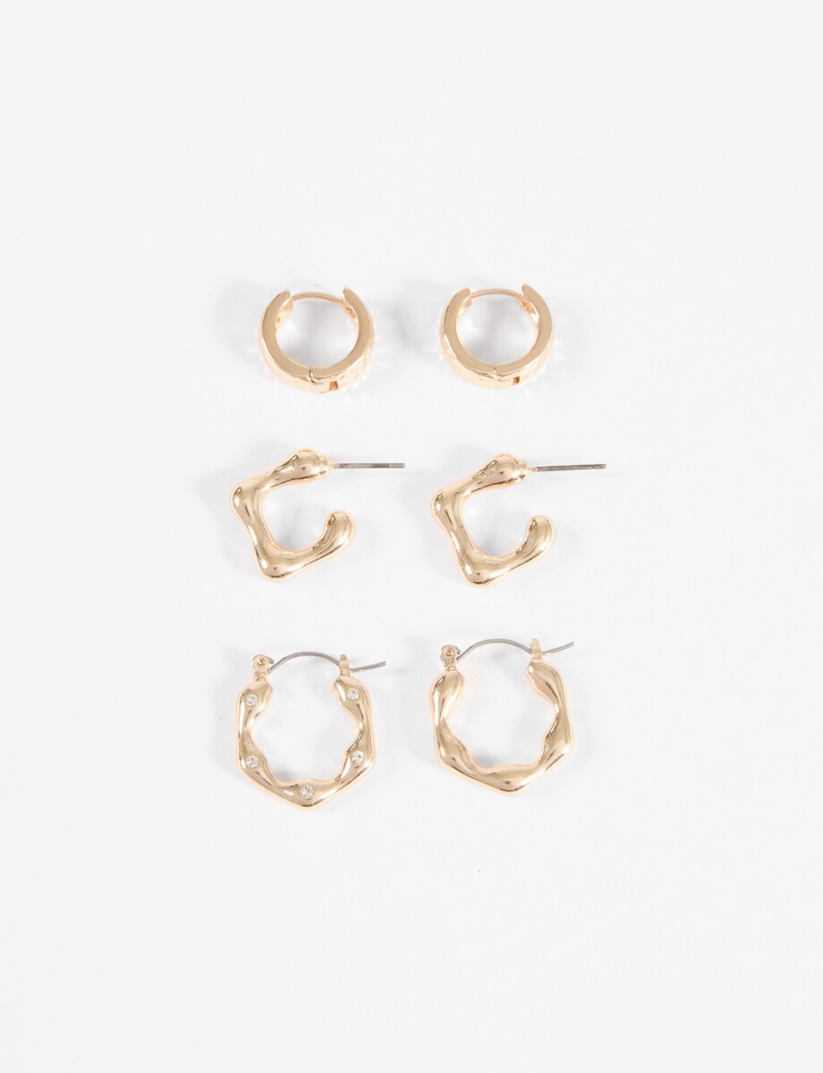 Set de aros con texturas y formas - dorado 