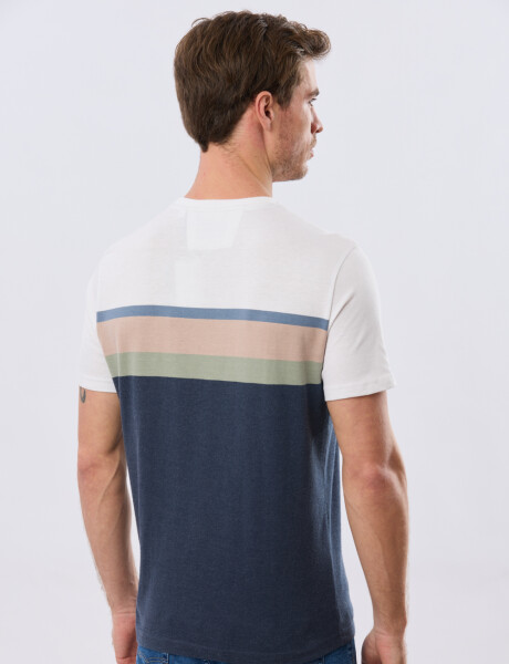 REMERA RAYADA DE ALGODÓN Azul