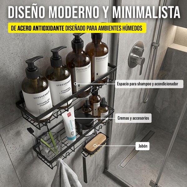 Estante Organizador Accesorio Baño Ducha Set X3 Jabonera Adhesivo Imback Color Negro Estante Organizador Accesorio Baño Ducha Set X3 Jabonera Adhesivo Imback Color Negro