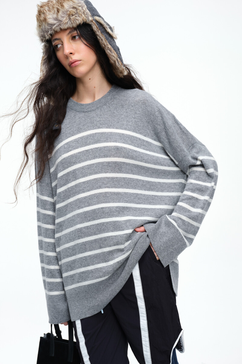 SWEATER RAYAS Gris