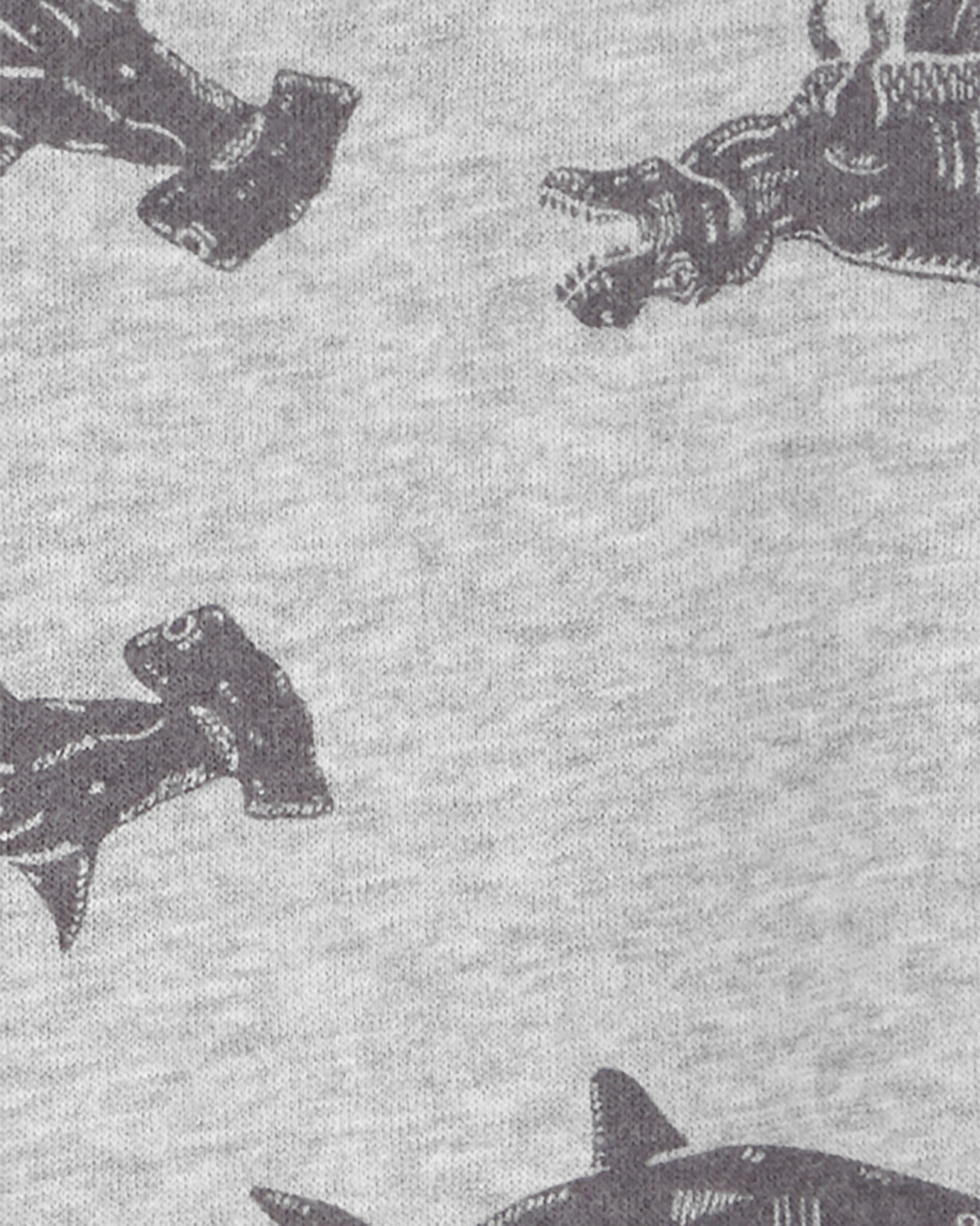 Campera de algodón, gris, diseño dinos y tiburones Sin color