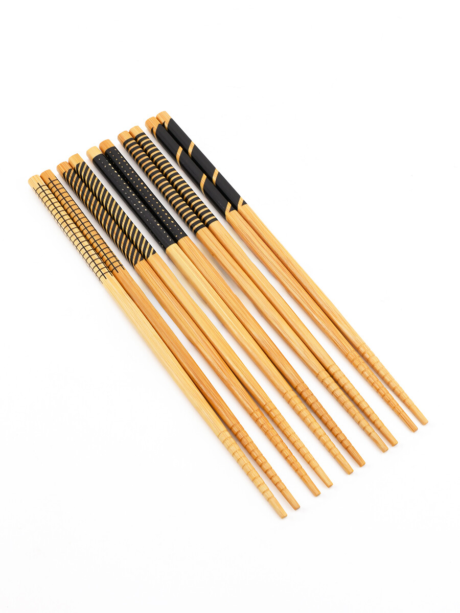 PALOS CHINOS MADERA 5 PARES - NEGRO 