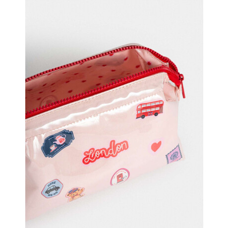 Portacosméticos Vinilo Flores Blanco Crudo