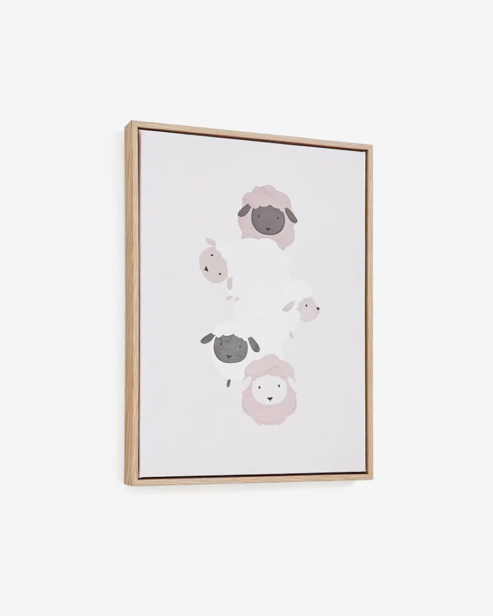 Cuadro Milu - de ovejas beige y blanco 40 x 30 cm 