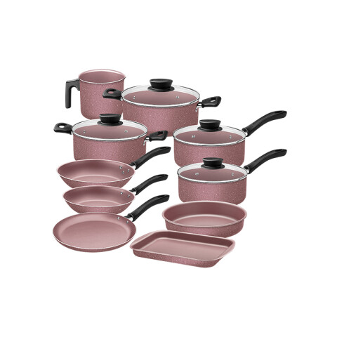 Batería de cocina rosada 10 piezas ""LINZ"" -TRAMONTINA TR6390