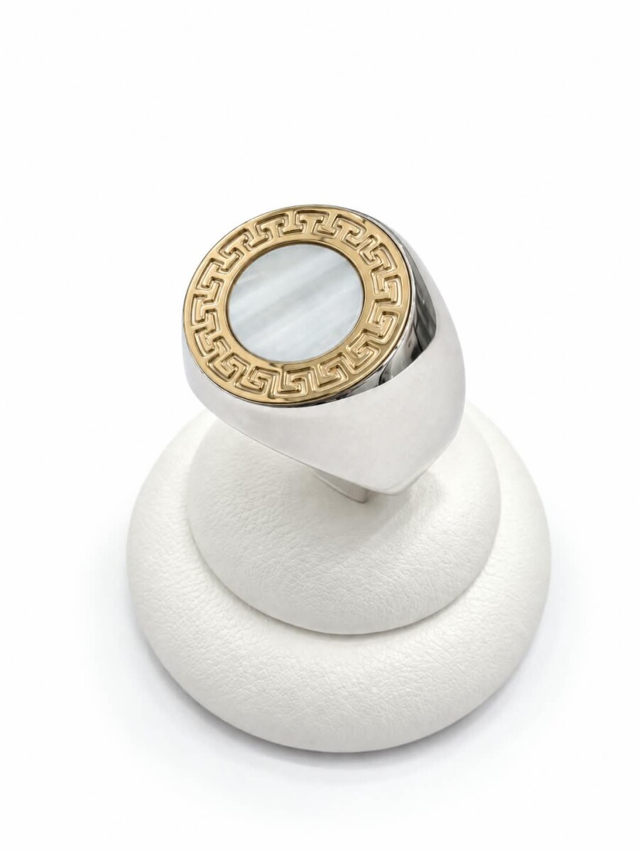 Anillo con nacar y guarda griega 